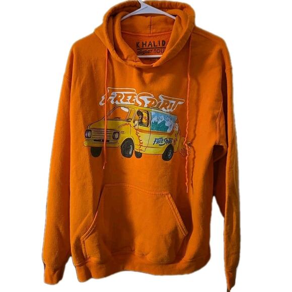 Khalid 2019 Free Spirit Tour Hoodie Sweatshirt Orange Mens Size M Medium - Picture 1 of 5